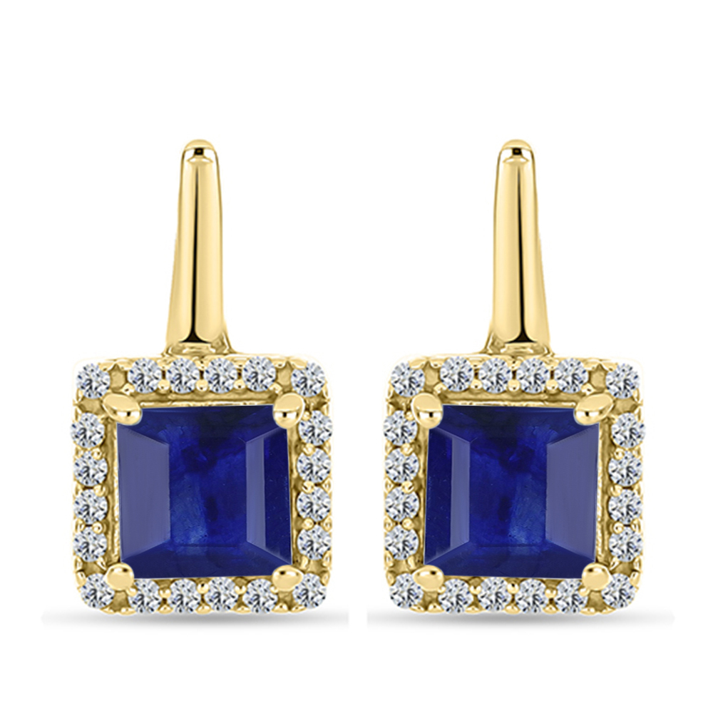 BUY NATURAL BLUE SAPPHIRE GEMSTONE EARRING IN 14K GOLD
